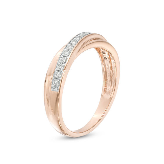 1/5 CT. T.w. Diamond Crossover Anniversary Band in 10K Rose Gold