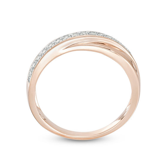 1/5 CT. T.w. Diamond Crossover Anniversary Band in 10K Rose Gold