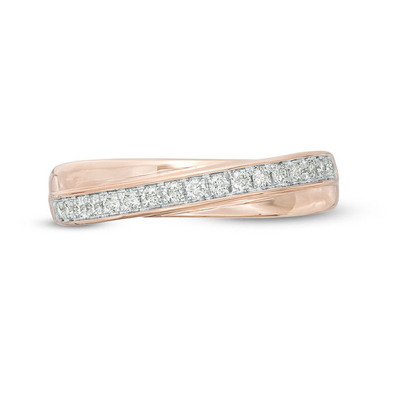 1/5 CT. T.w. Diamond Crossover Anniversary Band in 10K Rose Gold