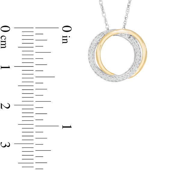 1/10 CT. T.w. Diamond Interlocking Open Circles Pendant in Sterling Silver and 10K Gold