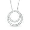 Thumbnail Image 1 of 1/8 CT. T.W. Diamond Spiral Open Circle Pendant in Sterling Silver
