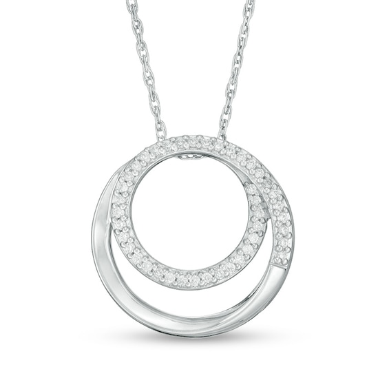 1/8 CT. T.w. Diamond Spiral Open Circle Pendant in Sterling Silver