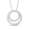 Thumbnail Image 0 of 1/8 CT. T.W. Diamond Spiral Open Circle Pendant in Sterling Silver