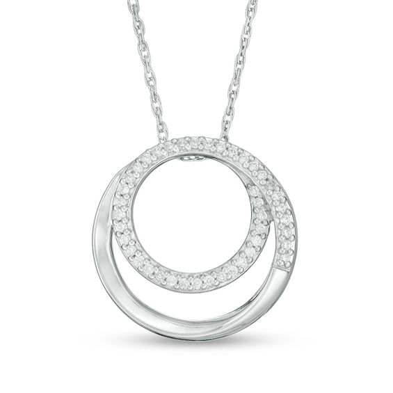 1/8 CT. T.W. Diamond Spiral Open Circle Pendant in Sterling Silver | Zales