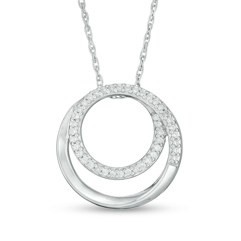1/8 CT. T.W. Diamond Spiral Open Circle Pendant in Sterling Silver