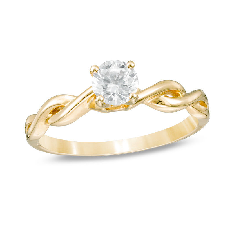 Main Image 1 of 1/2 CT. Diamond Solitaire Twist Engagement Ring in 14K Gold