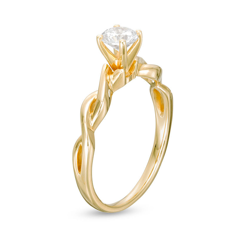 Main Image 2 of 1/2 CT. Diamond Solitaire Twist Engagement Ring in 14K Gold