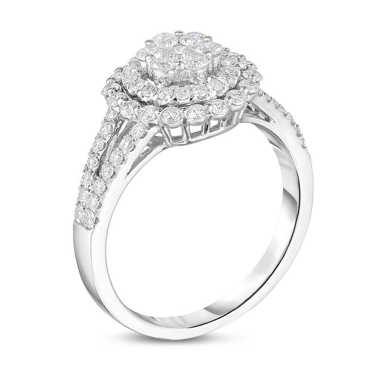 Main Image 2 of 1 CT. T.W. Diamond Triple Frame Ring in 14K White Gold