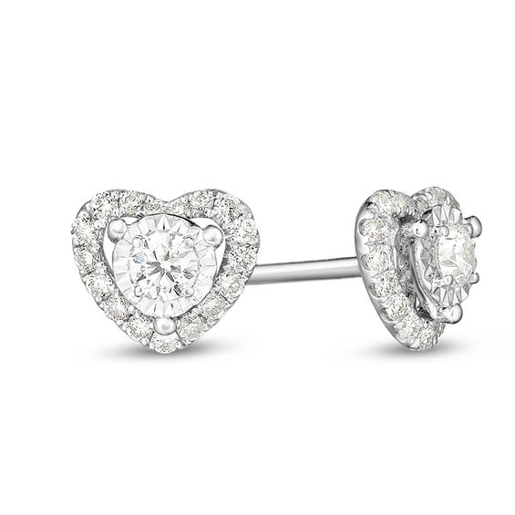 1/4 CT. T.W. Diamond Heart Frame Stud Earrings in 10K White Gold 