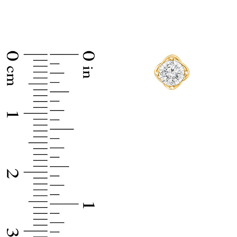 Main Image 2 of 1/4 CT. T.W. Diamond Solitaire Knot Stud Earrings in 10K Two-Tone Gold