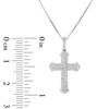 Thumbnail Image 1 of 1/3 CT. T.W. Diamond Multi-Row Cross Pendant in 10K White Gold