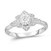 Thumbnail Image 0 of 1/4 CT. T.W. Diamond Flower Frame Promise Ring in 10K White Gold