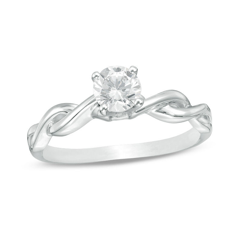 1/2 CT. Diamond Solitaire Twist Engagement Ring in 14K White Gold