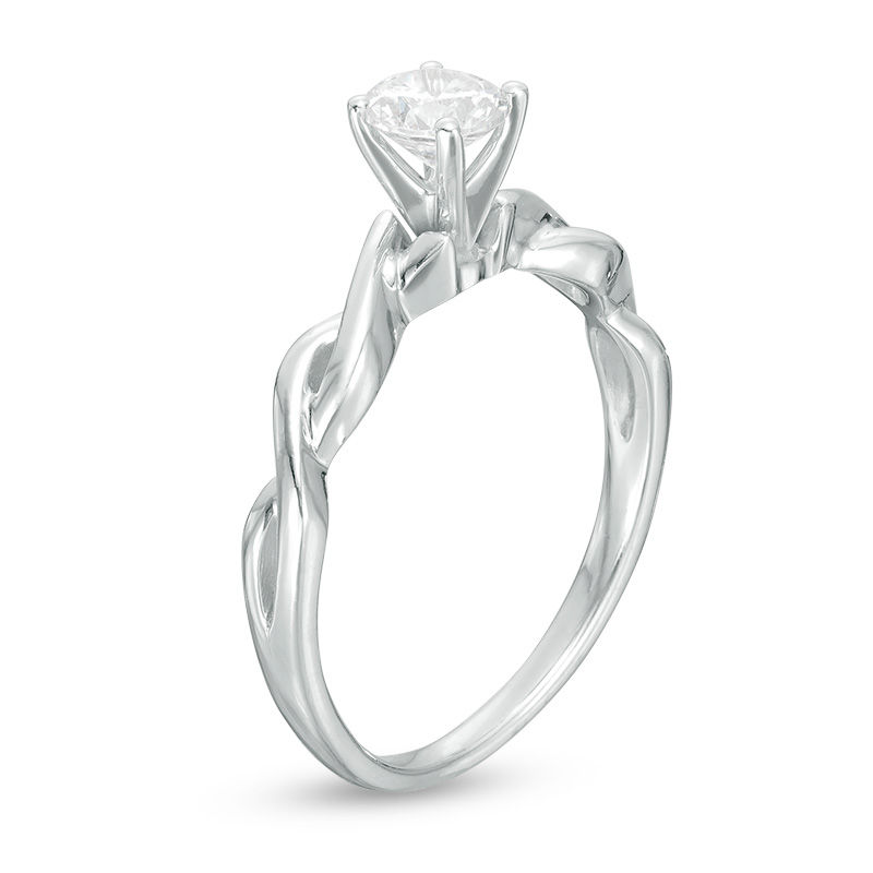 1/2 CT. Diamond Solitaire Twist Engagement Ring in 14K White Gold
