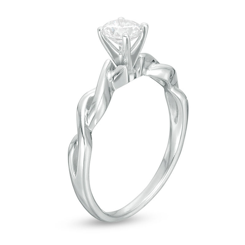 Main Image 2 of 1/2 CT. Diamond Solitaire Twist Engagement Ring in 14K White Gold