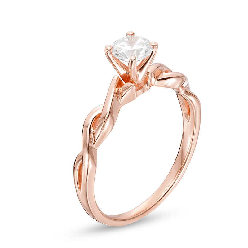 Main Image 2 of 1/2 CT. Diamond Solitaire Twist Engagement Ring in 14K Rose Gold