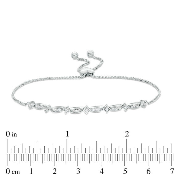 1/5 CT. T.w. Diamond Tilted Square Bolo Bracelet in Sterling Silver - 9.25"