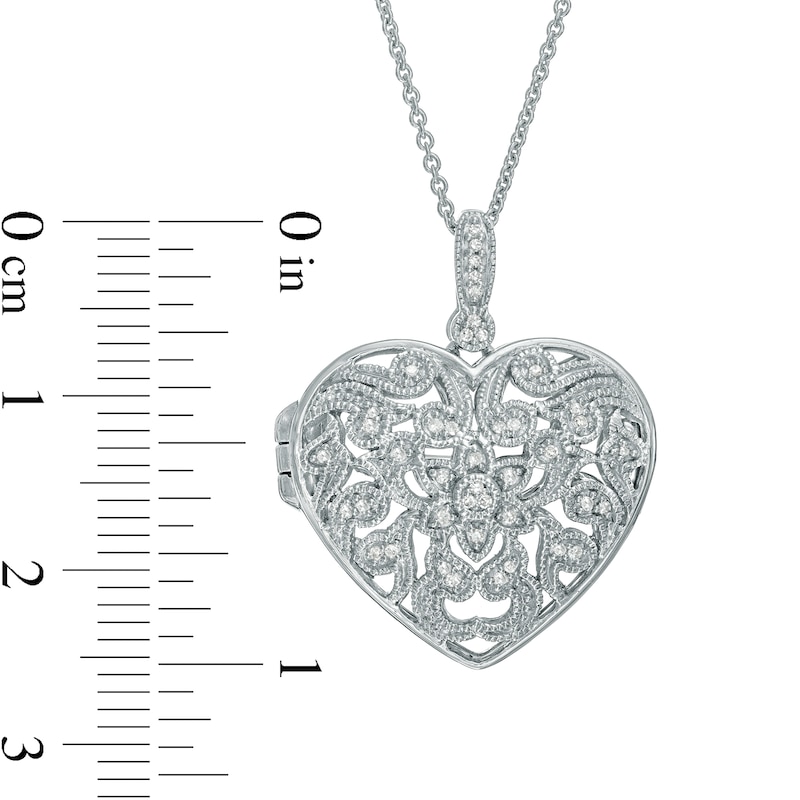 1/8 CT. T.W. Diamond Vintage-Style Heart Locket in Sterling Silver