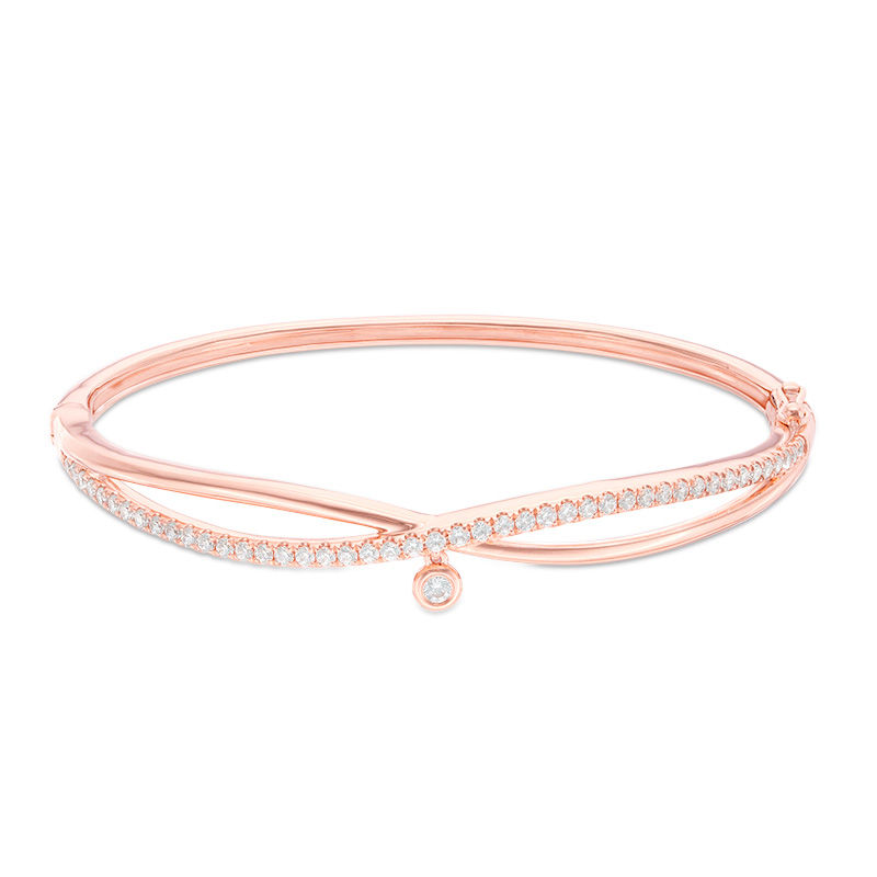 Main Image 1 of 1 CT. T.W. Diamond Crossover Bangle in 10K Rose Gold