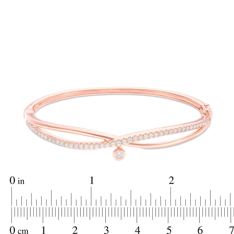Main Image 2 of 1 CT. T.W. Diamond Crossover Bangle in 10K Rose Gold