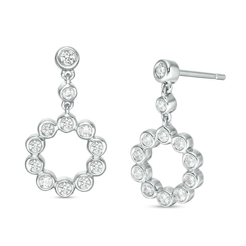 Main Image 1 of 3/4 CT. T.W. Diamond Circle Drop Earrings in 10K White Gold