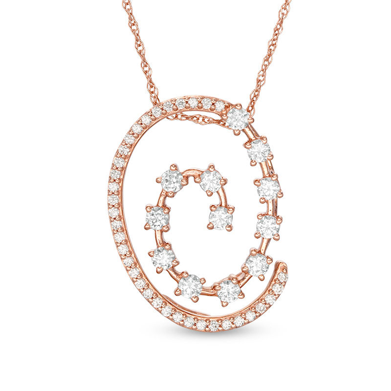 Main Image 1 of 1/2 CT. T.W. Diamond Spiral Pendant in 10K Rose Gold
