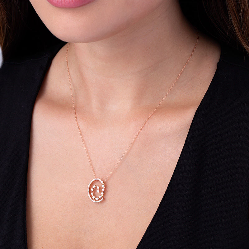 Main Image 2 of 1/2 CT. T.W. Diamond Spiral Pendant in 10K Rose Gold