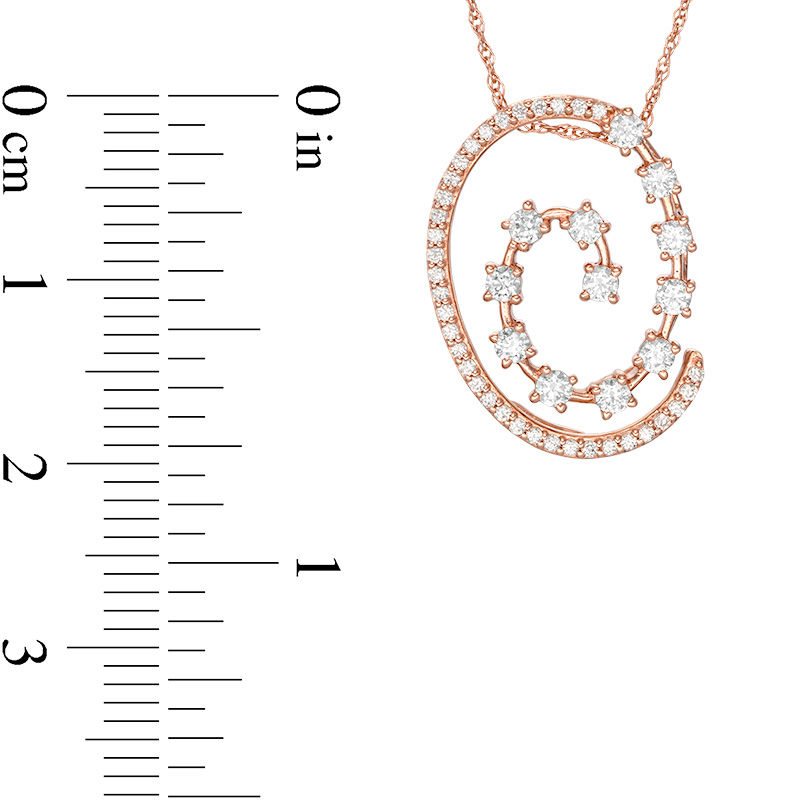 Main Image 3 of 1/2 CT. T.W. Diamond Spiral Pendant in 10K Rose Gold