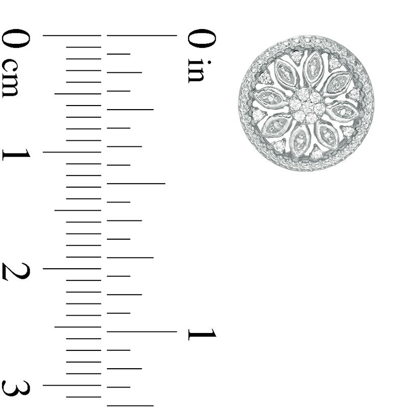 Main Image 3 of 1/10 CT. T.W. Diamond Flower Stud Earrings in Sterling Silver