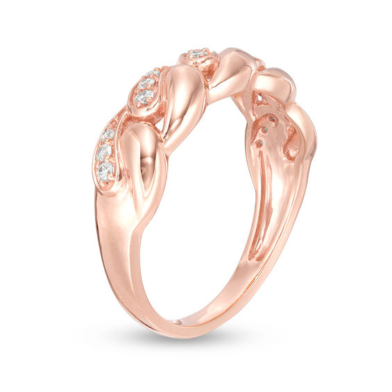 1/6 CT. T.w. Diamond Wide Chain Link Ring in 10K Rose Gold