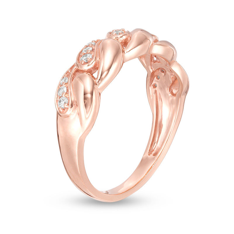 1/6 CT. T.W. Diamond Wide Chain Link Ring in 10K Rose Gold