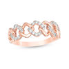Thumbnail Image 1 of 1/5 CT. T.W. Diamond Alternating Square Link Ring in 10K Rose Gold