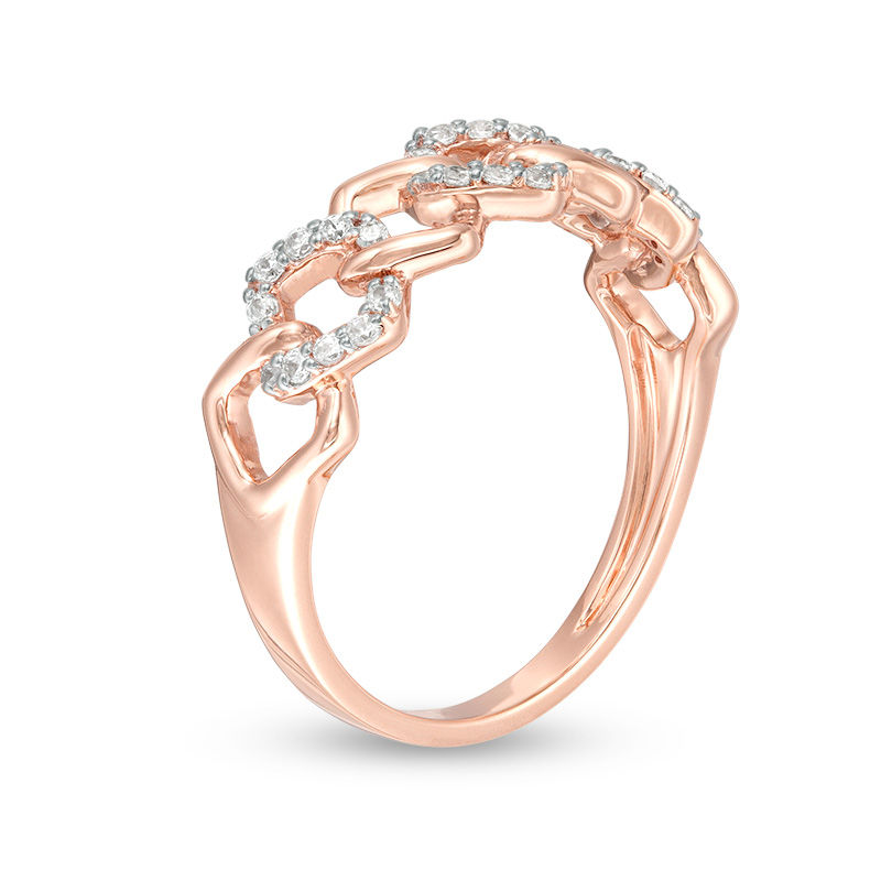 1/5 CT. T.W. Diamond Alternating Square Link Ring in 10K Rose Gold