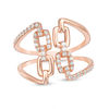 Thumbnail Image 1 of 1/4 CT. T.W. Diamond Square Chain Link Open Ring in 10K Rose Gold