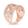 Thumbnail Image 1 of 1/3 CT. T.W. Diamond Scroll Ring in 10K Rose Gold