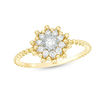 Thumbnail Image 1 of 1/5 CT. T.W. Diamond Sunburst Beaded Shank Ring in 10K Two-Tone Gold