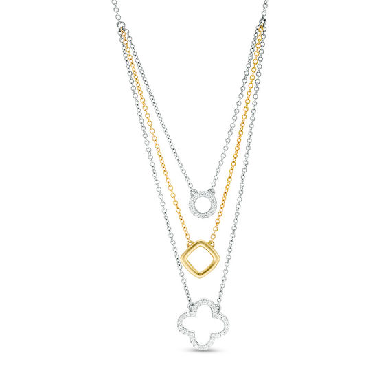 1/4 CT. T.w. Diamond Geometric Multi-Strand Necklace in 10K Two-Tone Gold - 20"