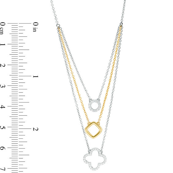 1/4 CT. T.w. Diamond Geometric Multi-Strand Necklace in 10K Two-Tone Gold - 20"
