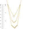 Thumbnail Image 3 of 1/4 CT. T.W. Diamond Circle and Chevron Multi-Strand Necklace in 10K Gold - 20"