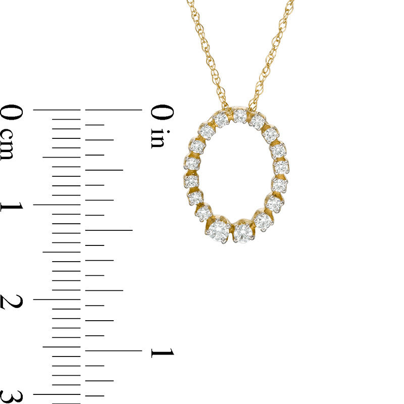 Main Image 3 of 1/4 CT. T.W. Diamond Oval Outline Pendant in 10K Gold