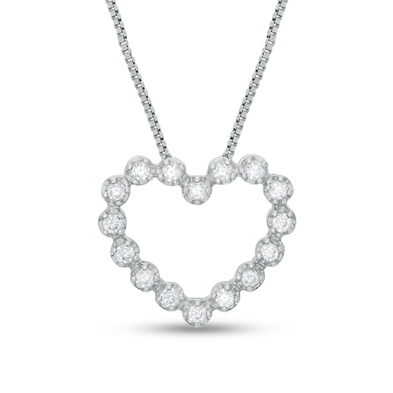 1/4 CT. T.w. Diamond Bubbly Heart Pendant in 10K White Gold