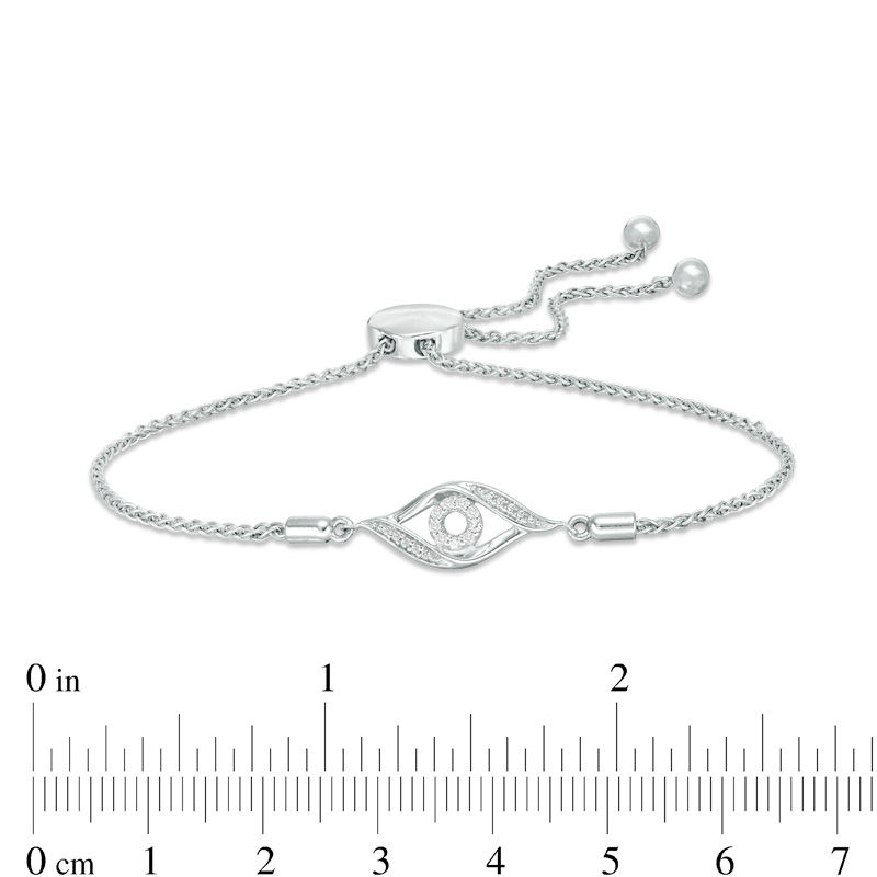 1/15 CT. T.W. Diamond Evil Eye Bolo Bracelet in Sterling Silver - 9.0"