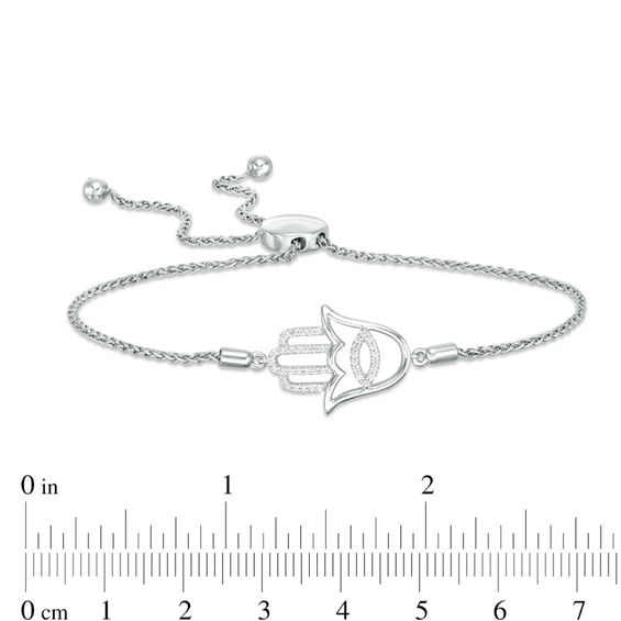 1/8 CT. T.w. Diamond Sideways Hamsa Bolo Bracelet in Sterling Silver - 9.0"