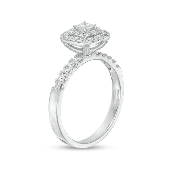 1/2 CT. T.w. Princess-Cut Diamond Double Frame Engagement Ring in 10K White Gold
