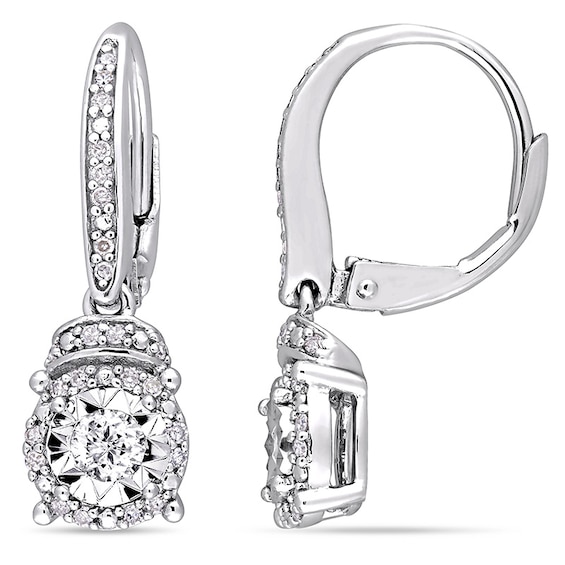 1/3 CT. T.w. Diamond Frame Drop Earrings in Sterling Silver
