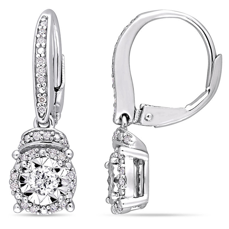 1/3 CT. T.W. Diamond Frame Drop Earrings in Sterling Silver