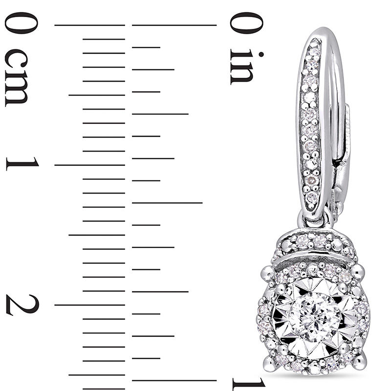 Main Image 2 of 1/3 CT. T.W. Diamond Frame Drop Earrings in Sterling Silver