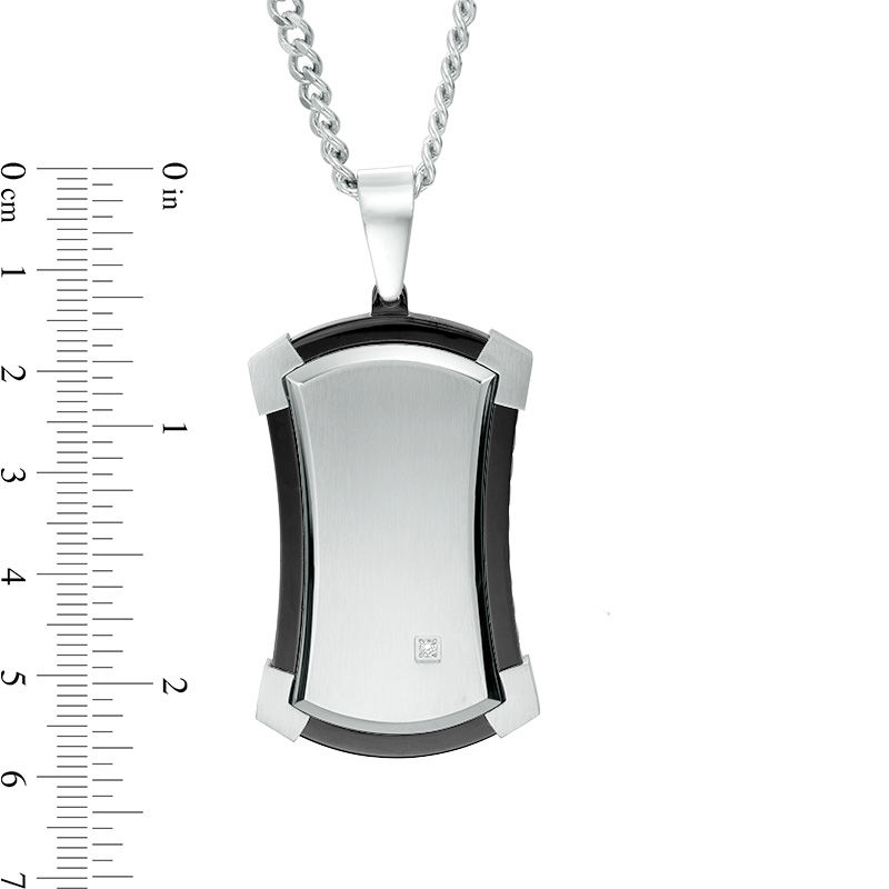 Men's Diamond Accent Dog Tag Pendant in Two-Tone Stainless Steel - 24"
