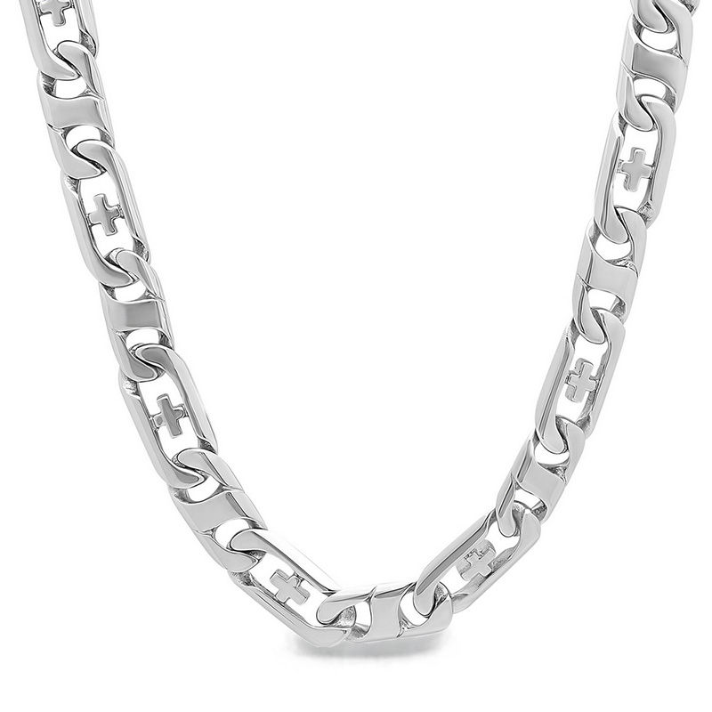 10 X Stainless Steel Curb Link Necklace, Beveled Flat Curb Chain