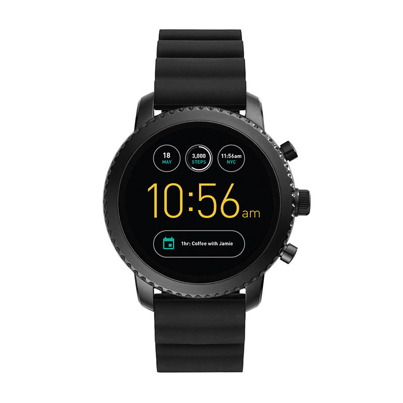 Fossil Q Explorist Black Strap Gen 3 Smart Watch with Black Dial (Model: FTW4005)